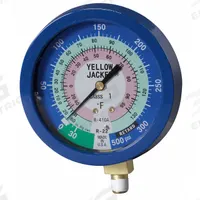 YELLOW JACKET Low Side Gauge: Low Side Gauge, 0 psi to 300 psi, Liquid Filled, 3 1/2 in Dia, Blue (MPN 49516). Key specifications — Brand: YELLOW JACKET; Accuracy: ± 1%; Color: Blue; For Refrigerant Type: R-22.