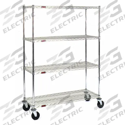 APPROVED VENDOR Wire Shelving Unit: 60 in x 24 in x 79 in, Dry, Split Sleeve, 4 Shelves - Mobile Wire Shelving for Dry Use