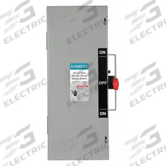 SIEMENS Safety Switch: Non-Fusible, 30 A, Three Phase, 600V AC, Galvanized Steel, Indoor (MPN DTNF361). Key specifications — attr867131: SIEMENS.