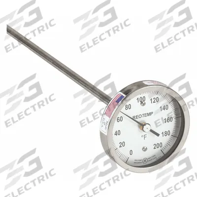 REOTEMP Compost Dial Thermometer: 0°F to 200°F, +/- 1% Accuracy, 48 in Stem Lg - Dial Thermometers for Compost
