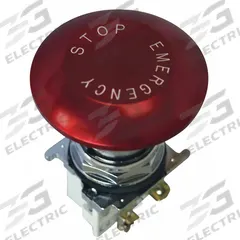 EATON Emergency Stop Push Button: Non-Illuminated, Mushroom Head Profile, Metallic, 30 mm, 1NO/1NC (MPN 10250T5J63-1X). Key specifications — Brand: EATON; Action: Maintained/Maintained; Series: 10250T; Push Button Material Type: Metallic.
