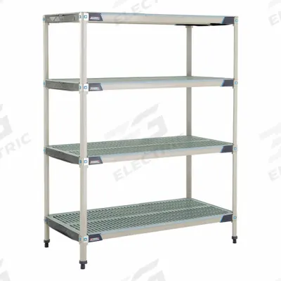 METRO Plastic Industrial Shelving: 18 in x 72 in, 74 in Overall Ht, 5 Shelves - Harsh-Environment Antimicrobial Stationary Plastic Shelving