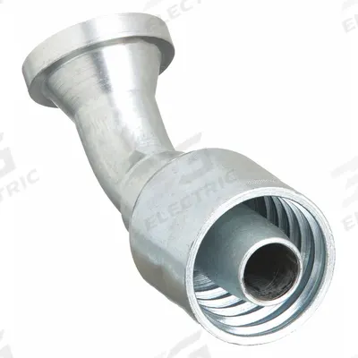Parker Hydraulic Flange Fitting: 3/4 in Hydraulic Hose I.D., 3/4 in Hydraulic Flange Size - Crimpable 45° Elbow, Hydraulic Flange Fittings
