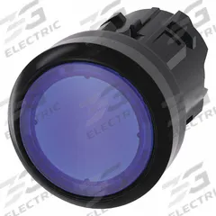SIEMENS Flush Push Button: Blue, 22 mm Mounting Size, Non-Metallic, Maintained (MPN 3SU1001-0AA50-0AA0). Key specifications — Brand: SIEMENS; Action: Maintained; Series: 3SU; Push Button Material Type: Non-Metallic.