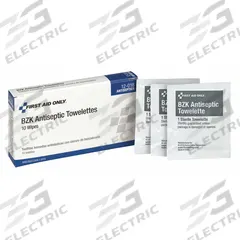 FIRST AID ONLY Topical Antiseptic Wipes: Wipes, Benzalkonium Chloride, 10 PK (MPN 12-018). Key specifications — Format: Wipes; Product Type: Topical Antiseptic; Unit Package Type: Packet; Active Ingredient: Benzalkonium Chloride; Manufacturer Part Number: 12-018; Unitized: Unitized; Concentration: 0.13%; Brand: FIRST AID ONLY.