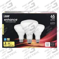 FEIT ELECTRIC Compact LED Bulb: LED, BR30, Medium Screw (E26), 7.2 W Watt, 3000K, Frosted, 120V AC (MPN BR30DM/930CA/3). Key specifications — Bulb Finish: Frosted; Color Temperature: 3000K; Shatter-Resistant: No; Brand: FEIT ELECTRIC; Voltage: 120V AC; Bulb Shape: BR30.