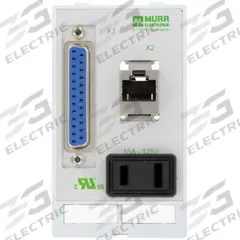MURRELEKTRONIK Combination Insert: RJ45 Cat5E/SUB-D25, NEMA 1-15, 125 V AC Socket Volt Rating (MPN 4000-68000-4000000). Key specifications — Brand: MURRELEKTRONIK; Socket Configuration: NEMA 1-15; Data Port Configuration: (1) SUB-D25 Female-to-Male; Insert Design: Power Insert.