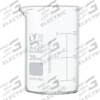 GLOBE SCIENTIFIC Beaker: 30 mL, 1.01 fl oz, A, Low Form, Type I, White, Borosilicate Glass (MPN 8010030). Key specifications — attr1371034: Type I; attr1371051: GLOBE SCIENTIFIC; attr1371062: White.