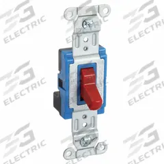 HUBBELL Wall Switch: Toggle Switch, Single Pole, Maintained, Red, 120/277V AC, 15 A (MPN SNAP1201R). Key specifications — Illuminated: No; Voltage Rating: 120/277V AC.