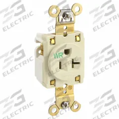 HUBBELL Receptacle: Single, 5-20, Ivory, 125V AC, 20 A, 2 Pole / 3 Wire (MPN HBL5361IWR)