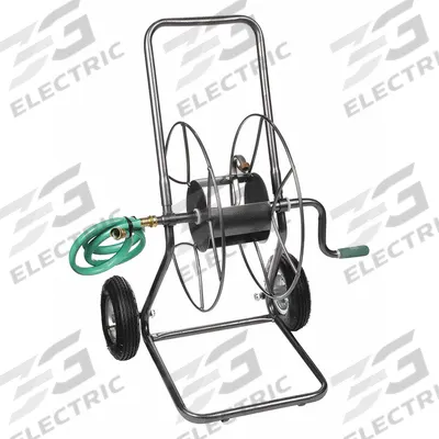 YARD BUTLER Garden Hose Reel: 200 ft (5/8 in I.D.), 18 in Reel Dia, Gray, 2 Wheels - Metal Garden Hose Carts