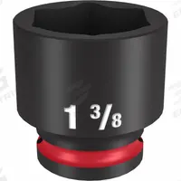 MILWAUKEE Standard Impact Socket: 1/2 in Drive Size, SAE, 1 3/8 in Socket Size, 6-Point, Std (MPN 49-66-6216). Key specifications — attr1215501: MILWAUKEE; attr1215515: Black Phosphate; attr1215518: 1-3/8 in.
