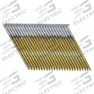 BOSTITCH Framing Nails,3" L,Galvanized,PK2000: Framing Nails, Flat, Ring, 3 in Overall Lg - Collated Framing Nails
