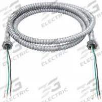 SOUTHWIRE Metal Clad Whip: 14 AWG, 3 Conductors, Copper, 6 ft, Galvanized Steel, Std, THHN (MPN 55292015). Key specifications — Whip Fitting Type: 1/2 in Lock Nut; Brand: SOUTHWIRE.