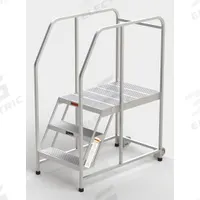EGA Mobile Work Platform: 2.5 ft Platform Ht - Max, 24 in x 35 in, Aluminum, 300 lb Load Capacity (MPN A004H). Key specifications — Folding: Not Foldable; Mobility: Rolling; Use Location: Indoor; Brand: EGA; Color: Silver; Height Adjustability: Fixed Height; Includes Handrails: Handrails Included; Locking Mechanism: No Locking Mechanism.