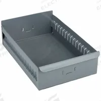 APPROVED VENDOR Drawer Bin: 17 in Overall Lg, 11 1/8 in x 4 1/2 in, Gray, Not Stacking Capable (MPN BX-1118). Key specifications — Stackable: Not Stacking Capable; Brand: APPROVED VENDOR; Includes Dividers: Dividers Included.