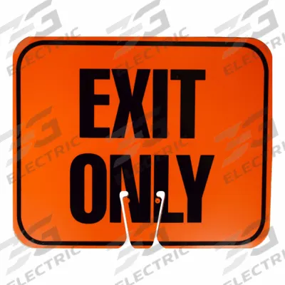 CORTINA Traffic Cone Sign: MUTCD, Exit Only, 10 1/2 in Ht, 12 1/2 in Lg, ABS Plastic - Signs for Traffic Cones