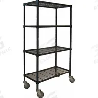APPROVED VENDOR Wire Shelving Unit: 60 in x 24 in x 70 in, Dry, Split Sleeve, 4 Shelves, (4) Swivel (MPN 2HDK6). Key specifications — attr15738: Black; attr14157: Powder Coated; attr14150: Dry; attr14159: Square; attr5304: 4; attr14155: (4) Swivel; attr14158: Steel; attr14156: Polyurethane.