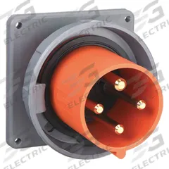HUBBELL Pin and Sleeve Inlet: Orange, 125/250V AC, Single Phase, 60 A, 3 Pole, 4 Wire, IEC Grounding (MPN HBL460B12W). Key specifications — Brand: HUBBELL.