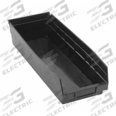 QUANTUM STORAGE SYSTEMS Shelf Bin: 17 7/8 in Overall Lg, 6 5/8 in x 4 in, Black, Nesting Capable (MPN QSB104BR). Key specifications — Brand: QUANTUM STORAGE SYSTEMS; % Recycled Content: 100%; Manufacturer Part Number: QSB104BR; Includes Dividers: Dividers Not Included; Electrostatic Discharge: Not Electrostatic Discharge Conductive.