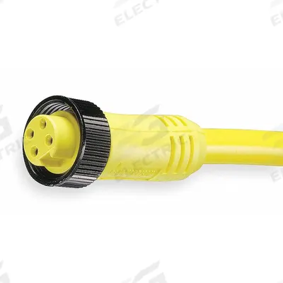 BRAD HARRISON Cordset: 7/8"-16 Female Straight x Bare Wire, 4 Pins, Yellow, PVC, 12 ft Cable Lg - Single-Ended Cordsets with PVC Jacket for Flexing Applications
