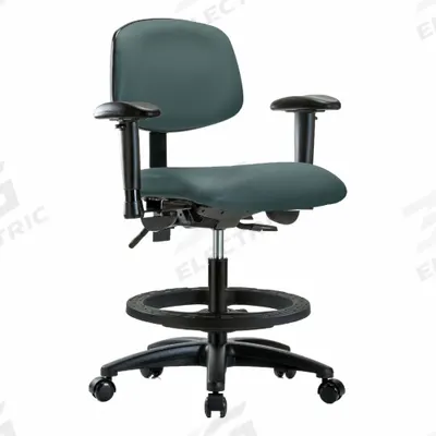 APPROVED VENDOR Ergonomic Chair: Vinyl, Arms Included, Ht Range 21 in to 28 1/4 in, 18 1/2 in Seat Wd - Vinyl Lab Chairs