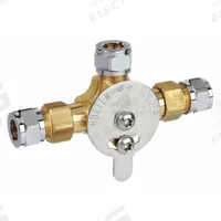 MOEN Mixing Valve: For Moen Commerical Series, Use with Hot/Cold Water, Brass, Chrome (MPN 104424). Key specifications — Compatible Series: Moen Commerical; For Water Temperature: Hot/Cold; Compatible Brand: Moen; Product Type: Mixing Valve; Includes: Integral Check Valves; Material: Brass.