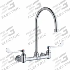 ELKAY Handle-Operated Faucet: Wall, Centerset, Brass, Chrome Plated, 1.5 gpm Flow Rate, Gooseneck (MPN LK940GN08T6H). Key specifications — Color/Finish: Chrome Plated; Series: Elkay®; Includes: Vandal-Resistant Aerator.