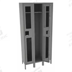 TENNSCO Wardrobe Locker: 36 in x 15 in x 78 in, Clearview, 1 Tiers, 3 Units Wide, Padlock Hasp, Gray (MPN CSL-121572-3 MED GRE). Key specifications — Brand: TENNSCO; Locker Color: Gray; Door Type: Clearview; Locker Material: Steel; Assembled: Assembled; Number Plate Included: Yes.