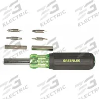 GREENLEE Multi-Bit Screwdriver: Nut Driver/Phillips/Slotted/Square/Torx Tip, 12 Tips, Quick-Change (MPN 0153-47C). Key specifications — attr1205339: Phillips: #1 + #2; attr1205303: GREENLEE.
