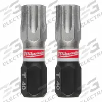 MILWAUKEE Insert Bit: Insert Bit, T40 Bit Size, Imperial, Torx® Head, T40 Bit Industry Size, 2 PK (MPN 48-32-4438). Key specifications — attr1119738: Hex; attr1119735: Imperial; attr1119740: Standard; attr1119734: S2 Steel; attr1119737: Insert Bit; attr1119741: MILWAUKEE.