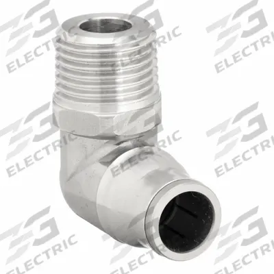 LEGRIS Push-Fit Elbow Fitting: 1/4 in Pipe x 1/2 in OD Size, MNPT x Push-to-Connect - Stainless Steel Tube Fittings