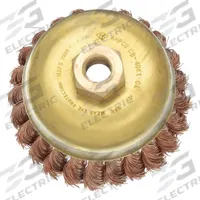 AMPCO Cup Brush: Twisted Bronze, 3 in Dia, 0.02 in Fill Dia, 5/8"-11 Arbor (MPN CB-30-KT). Key specifications — Brand: AMPCO; Bristle Type: Standard Twist Knot Wire; Connection Size & Type: 5/8"-11 Arbor Hole.