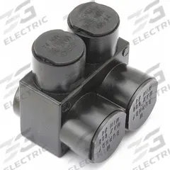 BURNDY Multitap Connector: 2 Port, Single-Sided Entry, 4 AWG – 600 kcmil Wire Size, Black (MPN 1PL6002). Key specifications — Body Material: Aluminum; Brand: BURNDY.