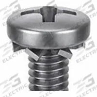 SEMS Screw: External Tooth, M3x0.50 Thread Size, 4 mm Lg, Stainless Steel, Passivated, Pan, 25 PK (MPN 1-MPE-3-4). Key specifications — Drive Size: #1.