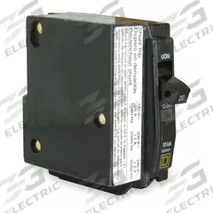 SQUARE D Miniature Circuit Breaker: 15 A, 120/240V AC, Single Phase, 10kA at 120/240V AC, 2 Poles (MPN QOB2151021). Key specifications — Phase: Single; Amps: 15 A; AC Voltage Rating: 120/240V AC; Max. AIR Rating: 10kA at 120/240V AC; For Use With: Square D NQOD Panelboards; Brand: SQUARE D.