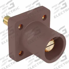 Single Pole Receptacle: Brown, Straight Taper Nose Mating, Threaded Stud Termination, 400 A (MPN 16R25-1UH). Key specifications — Series: 16; Receptacle Gender: Male; Brand: LEVITON.