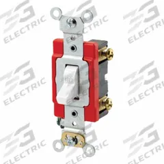 LEVITON Wall Switch: Toggle Switch, Double Pole, Maintained, White, 120/277V AC, 20 A (MPN 1222-2W). Key specifications — Illuminated: No; Voltage Rating: 120/277V AC.