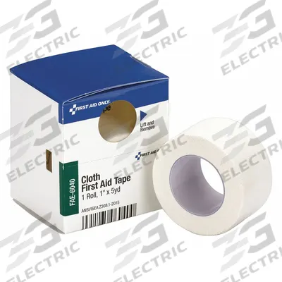 FIRST AID ONLY First Aid Tape: White, 5 yd Roll Lg, 1 in Tape Wd - Cloth First Aid Tapes