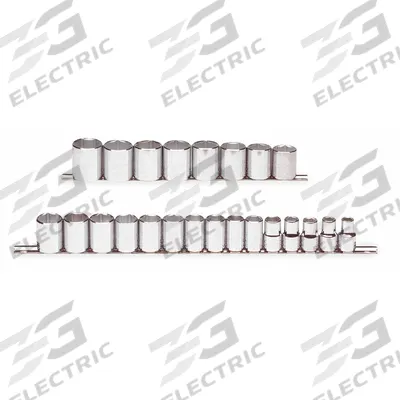 PROTO Socket Set: 1/2 in Drive, 23 Piece, 6-Point, Metric - SAE & Metric Socket Sets