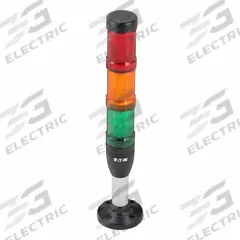 EATON Tower Light Assembly: 3 Tier, Amber/Green/Red, No Sounder Tier, 3 1/2 in Overall Ht, Steady (MPN SL4-100-L-RAG-24LED). Key specifications — Manufacturer Part Number: SL4-100-L-RAG-24LED; Brand: EATON; Operating Voltage: 24V AC/DC; Light Tier Color: Amber.