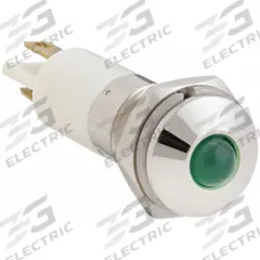 APPROVED VENDOR Raised Panel Light: 10 mm Panel Mounting Hole Dia, LED, Green, Raised Head, M10 (MPN 24M080). Key specifications — Brand: APPROVED VENDOR; Electrical Connection: 0.11 Male Quick Disconnect.