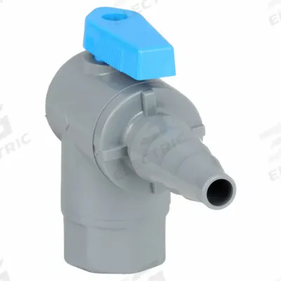 APPROVED VENDOR Manual Two-Way Ball Valve: 3/8 in, PVC, Angle, FNPT x Barb - Angle-Body PVC Ball Valves