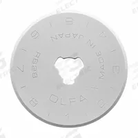 OLFA Rotary Cutter Blade: Straight, 28 mm Blade Dia, Tungsten, 0.3 mm Blade Thick, RTY-1/C, 10 PK (MPN RB28-10). Key specifications — attr307592: Tungsten; attr307597: RTY-1/C; attr324884: OLFA.