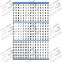 BRADY Wire Marker Book: //0 to 15/A to Z/– (Minus)/+ (Plus), Black on White, 450 Labels, Vinyl Cloth (MPN PWM-PK-2). Key specifications — Legend: A to Z; Label Material: Vinyl Cloth; Brand: BRADY; Color: Black on White.