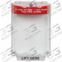 SAFETY TECHNOLOGY INTERNATIONAL Pull Station Guard: Wall Mount, Flush Mount Mounting, Red (MPN STI-13010FR). Key specifications — Legend: IN CASE OF FIRE - LIFT COVER ACTIVATE FIRE ALARM; Color: Red; Brand: SAFETY TECHNOLOGY INTERNATIONAL; Mounting Style: Flush Mount; Mounting Location: Wall Mount; Product Type: Pull Station Guard.