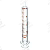 FORTUNA Reusable Glass Syringe: 3 mL Capacity - mL, Luer Slip, Borosilicate Glass, Reusable (MPN 7.102-29). Key specifications — Attachment Type: Luer Slip; Plunger Material: Borosilicate Glass; Tip Material: Borosilicate Glass; Barrel Material: Borosilicate Glass; Brand: FORTUNA; Compatible Needles: Sharp, Tri-Bevel Needles; Includes Needles: No; Replaceable Tip: No.