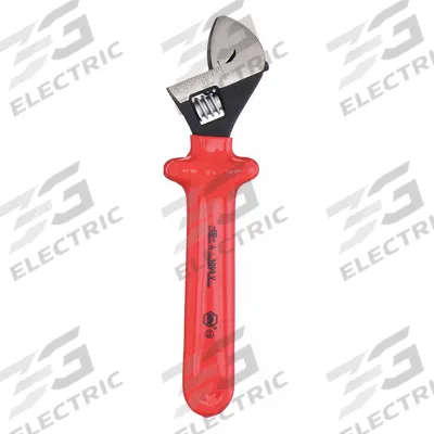 WIHA Adjustable Wrench: Insulated Rubber Dipped, Natural, 10 in Overall Lg - Insulated Adjustable Wrenches