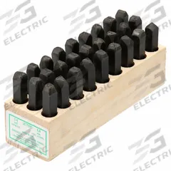 YOUNG BROS. STAMP WORKS Hand Stamp Kit: A thru Z/A thru Z, Period/Period (.), 1/4 in Character Ht (MPN 06272). Key specifications — Material: Steel; Brand: YOUNG BROS. STAMP WORKS; Characters Included: A thru Z, Period.