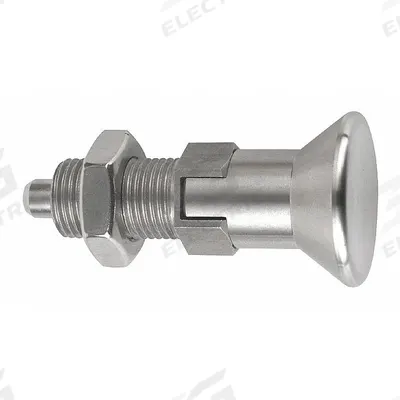 KIPP Indexing Plunger: Locking, SS, M12x1.5 Thread - Locking Pull-Knob Indexing Plungers with Jam Nut